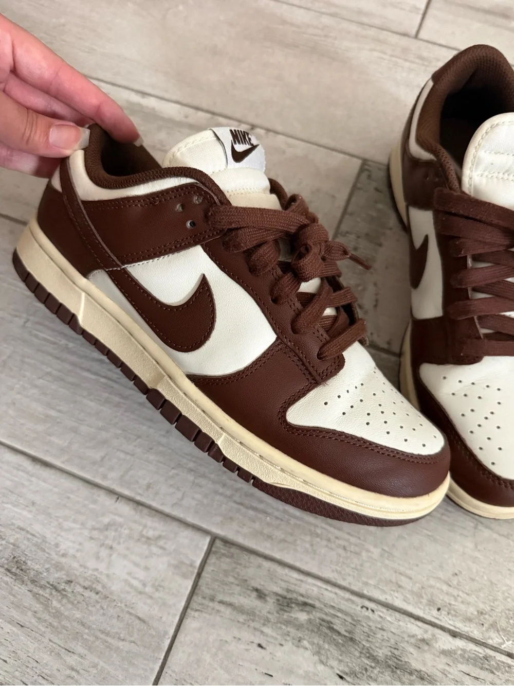 Women’s Nike 7.5 Brown and White Low-Top Sneakers